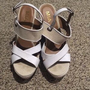 Tan and white wedges
